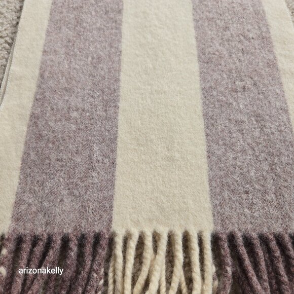 Wool Scarf Neutral Colors Stripe - Picture 11 of 13